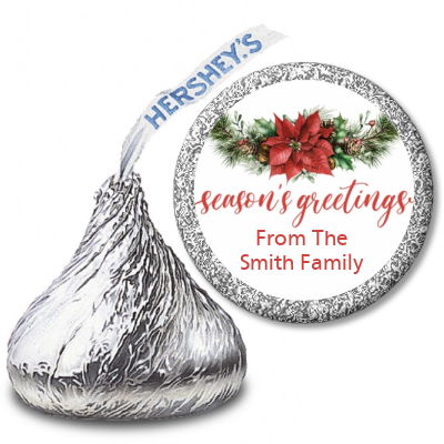 Pinecone Wreath - Hershey Kiss Christmas Sticker Labels