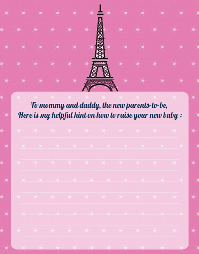 Pink Poodle in Paris - Baby Shower Notes of Advice