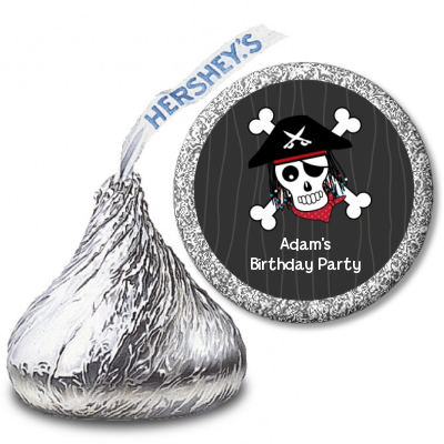 Pirate Skull - Hershey Kiss Birthday Party Sticker Labels