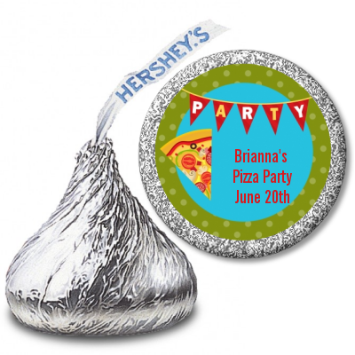 Pizza Party - Hershey Kiss Birthday Party Sticker Labels