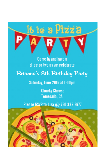 Pizza Party - Birthday Party Petite Invitations