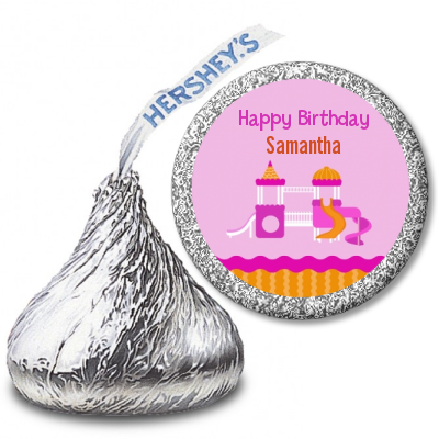 Playground Girl - Hershey Kiss Birthday Party Sticker Labels