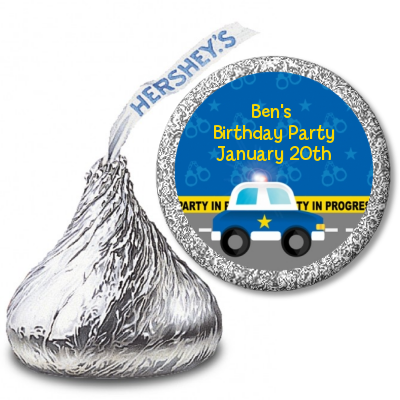 Police Car - Hershey Kiss Birthday Party Sticker Labels