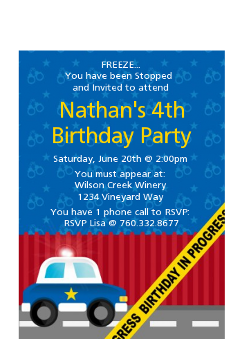 Police Car - Baby Shower Petite Invitations