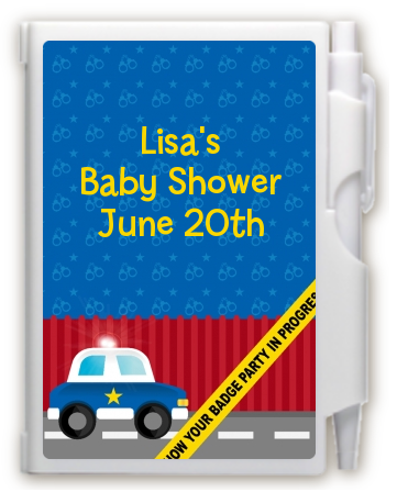 Police Car - Baby Shower Personalized Notebook Favor