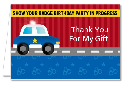 Police Car - Birthday Party Thank You Cards