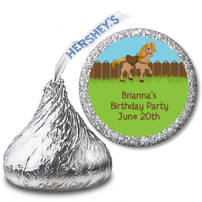 Pony Brown - Hershey Kiss Birthday Party Sticker Labels