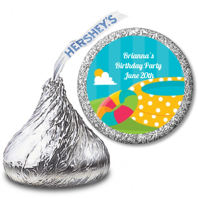Pool Party - Hershey Kiss Birthday Party Sticker Labels