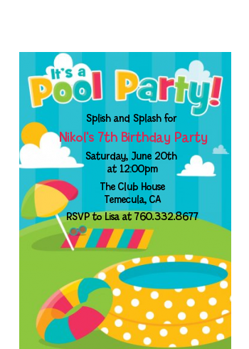 Pool Party - Birthday Party Petite Invitations
