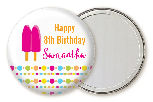  Popsicle Stick - Personalized Birthday Party Pocket Mirror Favors Option 1
