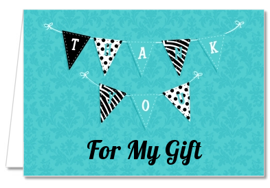 Posh Mom To Be Blue - Baby Shower Thank You Cards