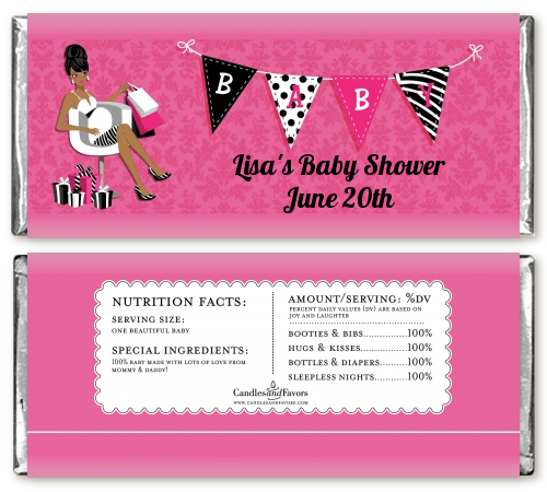  Posh Mom To Be - Personalized Baby Shower Candy Bar Wrappers Black Hair A