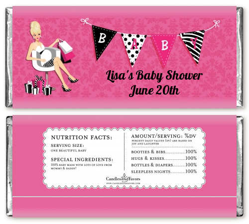  Posh Mom To Be - Personalized Baby Shower Candy Bar Wrappers Black Hair A