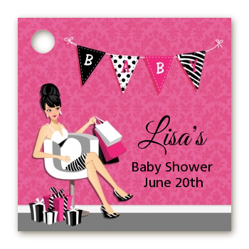  Posh Mom To Be - Personalized Baby Shower Card Stock Favor Tags Black Hair