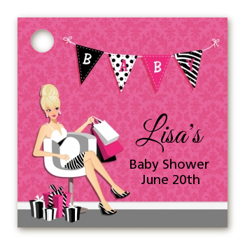  Posh Mom To Be - Personalized Baby Shower Card Stock Favor Tags Black Hair