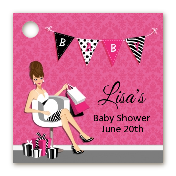  Posh Mom To Be - Personalized Baby Shower Card Stock Favor Tags Black Hair