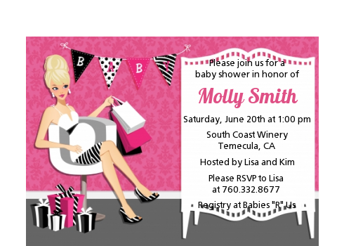  Posh Mom To Be - Baby Shower Petite Invitations Black Hair A