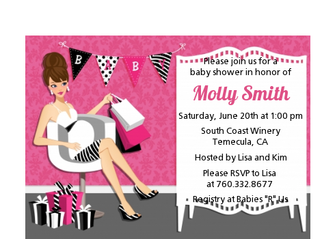  Posh Mom To Be - Baby Shower Petite Invitations Black Hair A