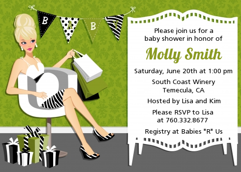  Posh Mom To Be Neutral - Baby Shower Invitations Black Hair A