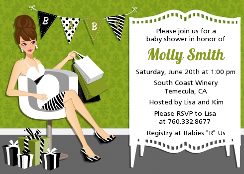  Posh Mom To Be Neutral - Baby Shower Invitations Black Hair A