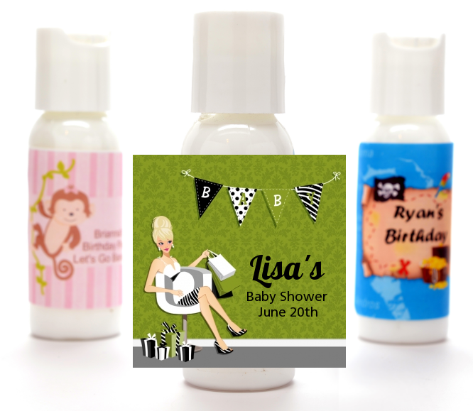  Posh Mom To Be Neutral - Personalized Baby Shower Lotion Favors Black Hair A