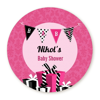  Posh Mom To Be - Round Personalized Baby Shower Sticker Labels 
