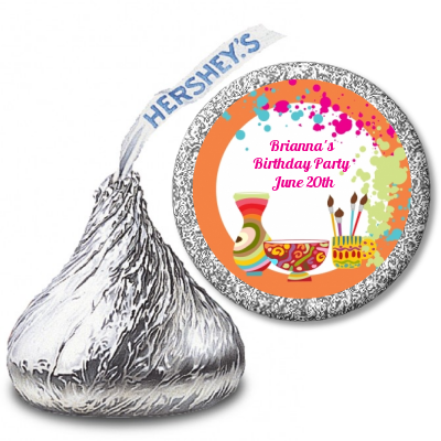 Pottery Painting - Hershey Kiss Birthday Party Sticker Labels