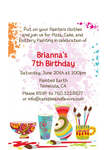 Pottery Painting - Birthday Party Petite Invitations