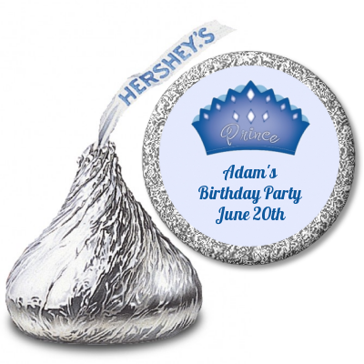 Prince Crown - Hershey Kiss Birthday Party Sticker Labels