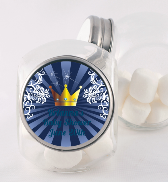  Prince Royal Crown - Personalized Baby Shower Candy Jar Option 1