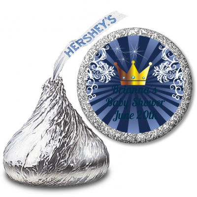  Prince Royal Crown - Hershey Kiss Baby Shower Sticker Labels Option 1