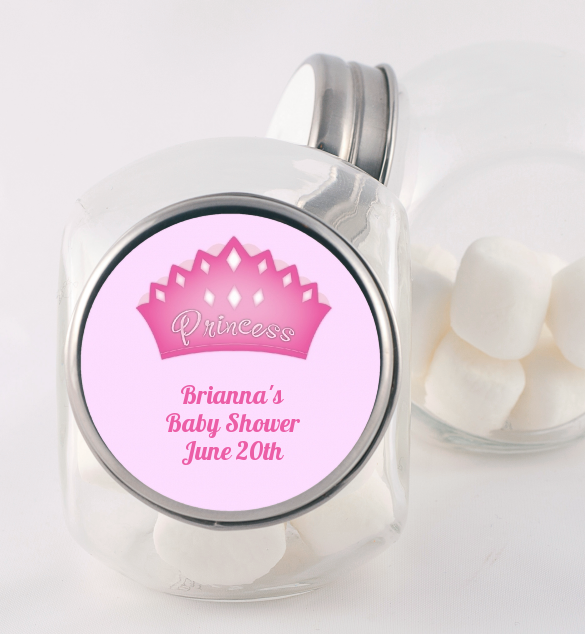  Princess Crown - Personalized Birthday Party Candy Jar Pink