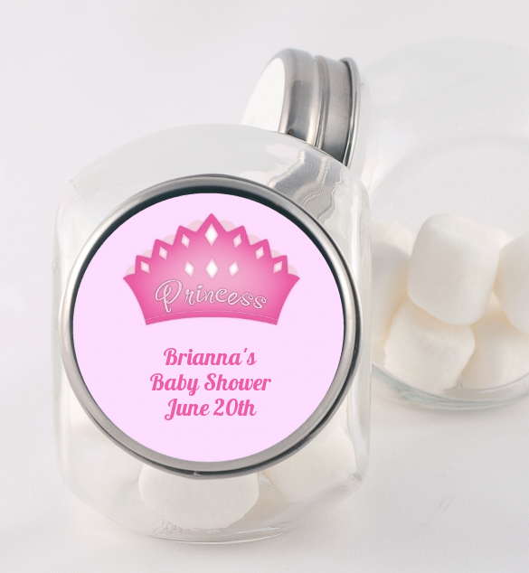  Princess Crown - Personalized Baby Shower Candy Jar Pink