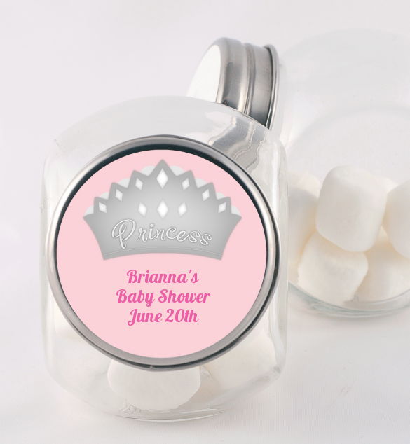  Princess Crown - Personalized Baby Shower Candy Jar Pink