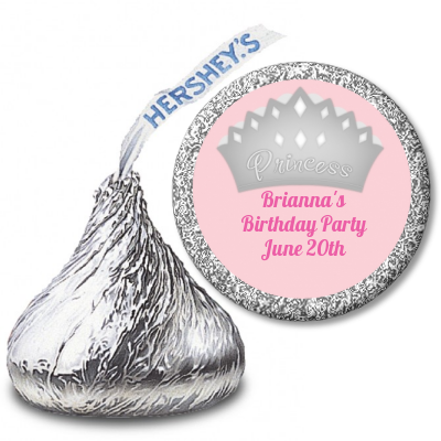  Princess Crown - Hershey Kiss Birthday Party Sticker Labels Pink