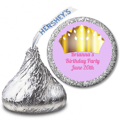  Princess Crown - Hershey Kiss Birthday Party Sticker Labels Pink