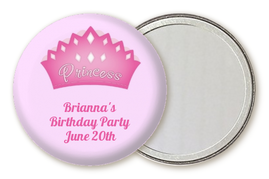  Princess Crown - Personalized Birthday Party Pocket Mirror Favors Pink