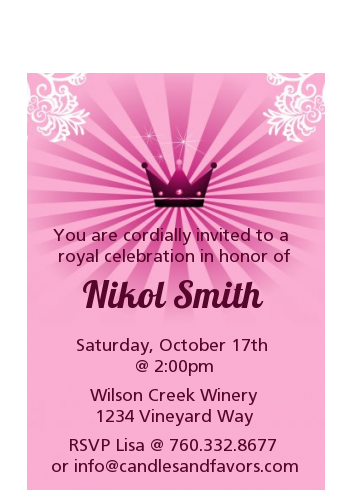 Princess Royal Crown - Birthday Party Petite Invitations