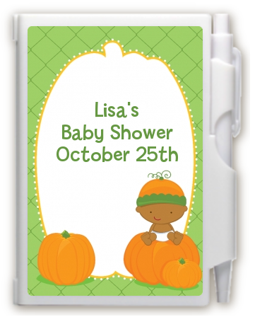 Pumpkin Baby African American - Baby Shower Personalized Notebook Favor