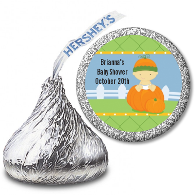 Pumpkin Baby Asian - Hershey Kiss Baby Shower Sticker Labels