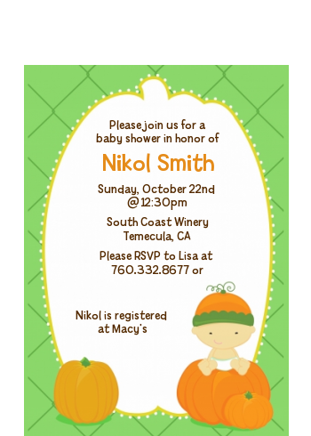 Pumpkin Baby Asian - Baby Shower Petite Invitations