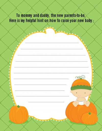 Pumpkin Baby Caucasian - Baby Shower Notes of Advice