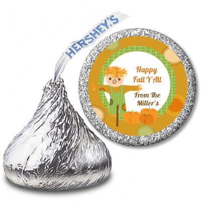 Pumpkin Patch Scarecrow Fall Theme - Hershey Kiss Halloween Sticker Labels