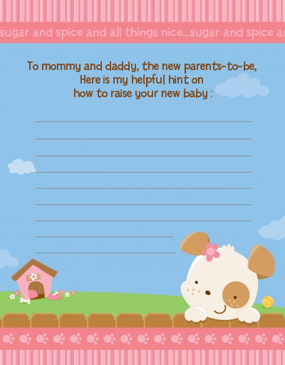 Puppy Dog Tails Girl - Baby Shower Notes of Advice