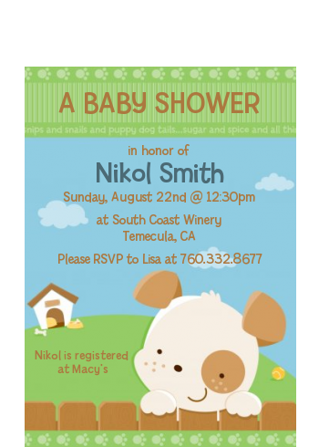 Puppy Dog Tails Neutral - Baby Shower Petite Invitations