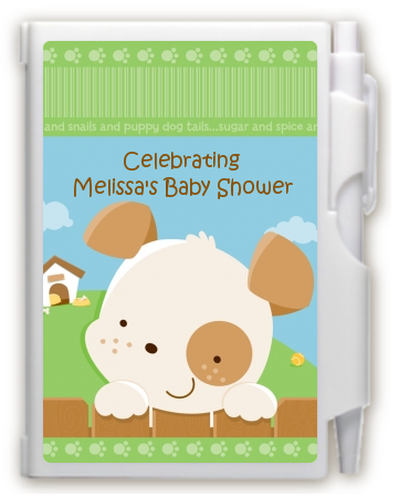Puppy Dog Tails Neutral - Baby Shower Personalized Notebook Favor