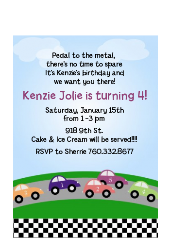 Race Car - Birthday Party Petite Invitations