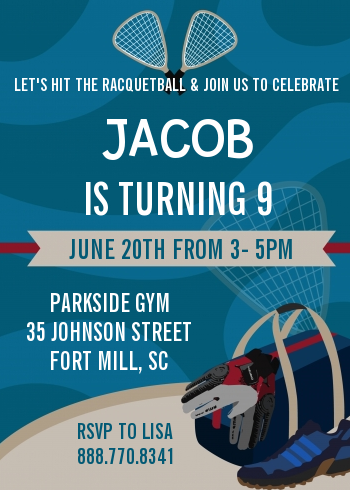 Racquetball - Birthday Party Invitations