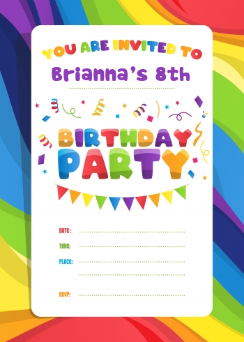 Rainbow - Birthday Party Invitations