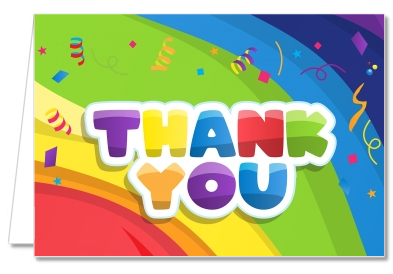 Rainbow - Birthday Party Thank You Cards
